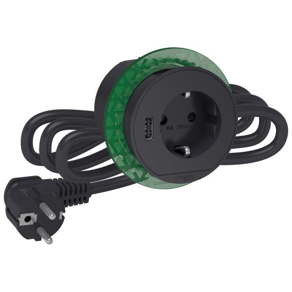 Pöytäyksikkö Schneider Electric XS USB-A Unica piiloasennus, 60 mm Harmaa